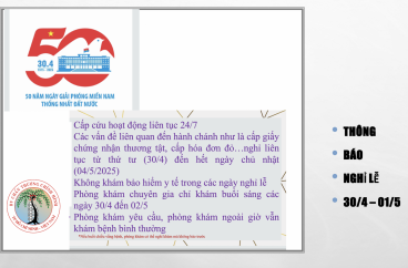 Nghỉ lễ 30/4 và 01/5/2025