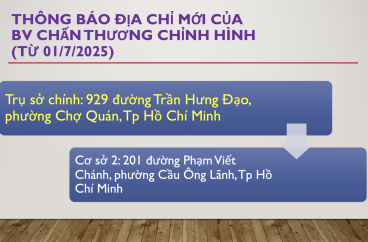 Địa chỉ mới của BV Chấn thương Chỉnh hình