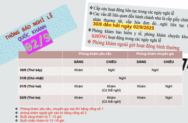 Nghỉ lễ 02/9/2025