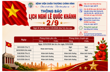 THÔNG BÁO LỊCH NGHỈ LỄ QUỐC KHÁNH 02/09/2026