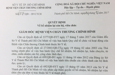 CÔNG BỐ QUYẾT ĐỊNH TÁI BỔ NHIỆM