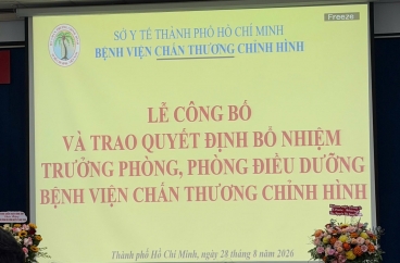 BỆNH VIỆN CHẤN THƯƠNG CHỈNH HÌNH CÔNG BỐ QUYẾT ĐỊNH BỔ NHIỆM TRƯỞNG PHÒNG ĐIỀU DƯỠNG